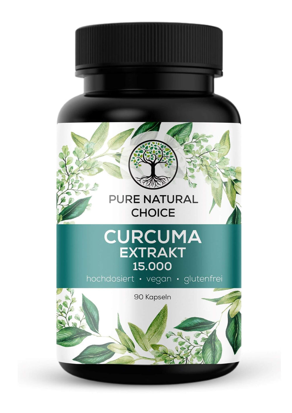 Pure Natural Choice Curcuma Extrakt 15.000 hochdosiert vegan glutenfrei Dose - Nahrungsergänzungsmittel für Gesundheit und Wohlbefinden