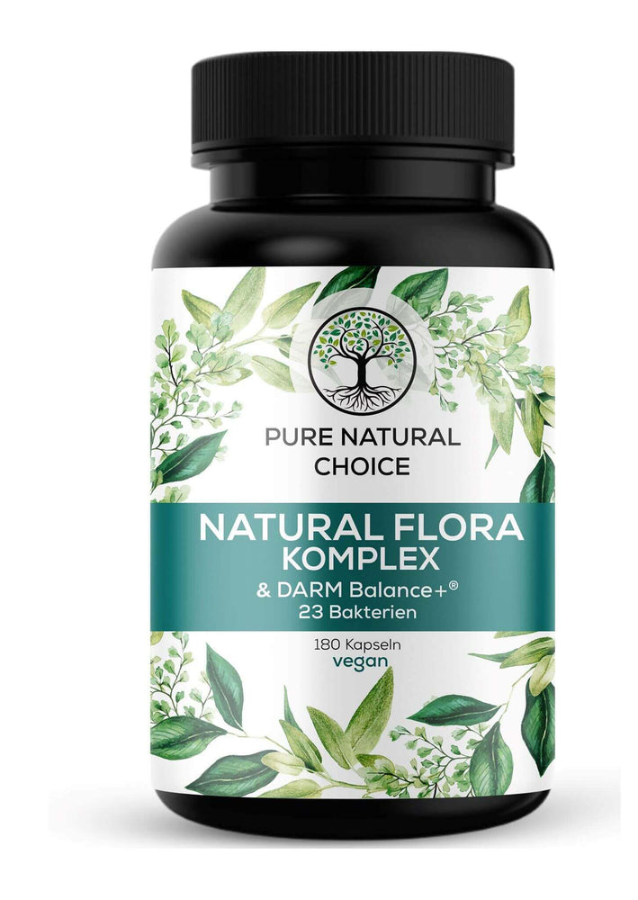 Pure Natural Choice  Natural Flora Komplex Probiotika  Dose - Nahrungsergänzungsmittel mit 23 Bakterien und Darm Balance Formel für Gesundheit und Wohlbefinden